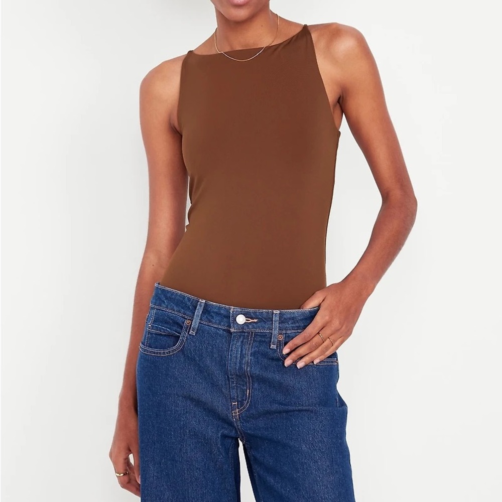 NEW Old Navy Double Layer Cami Bodysuit in Precious Earth Brown